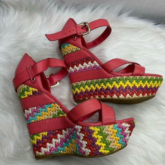 Basconi Leather Espadrille Woven Wedge Sandal 36 - Picture 5 of 9